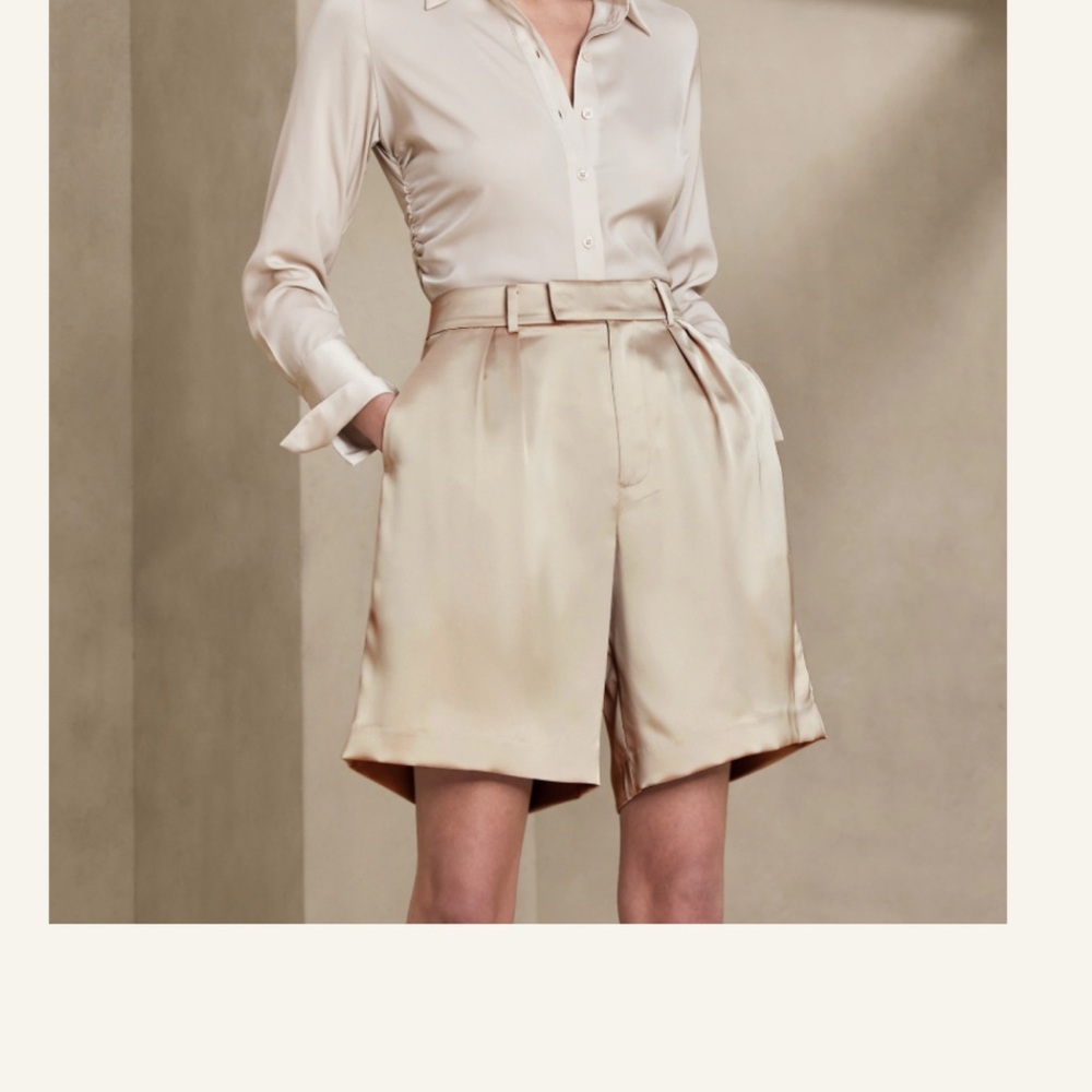 Banana Republic satin Bermuda belted short - Ivory 6